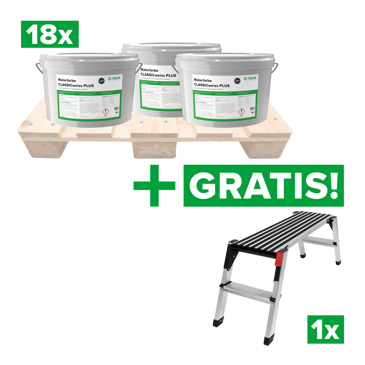 Malerfarbe CLASSICweiss PLUS Paletten-Set