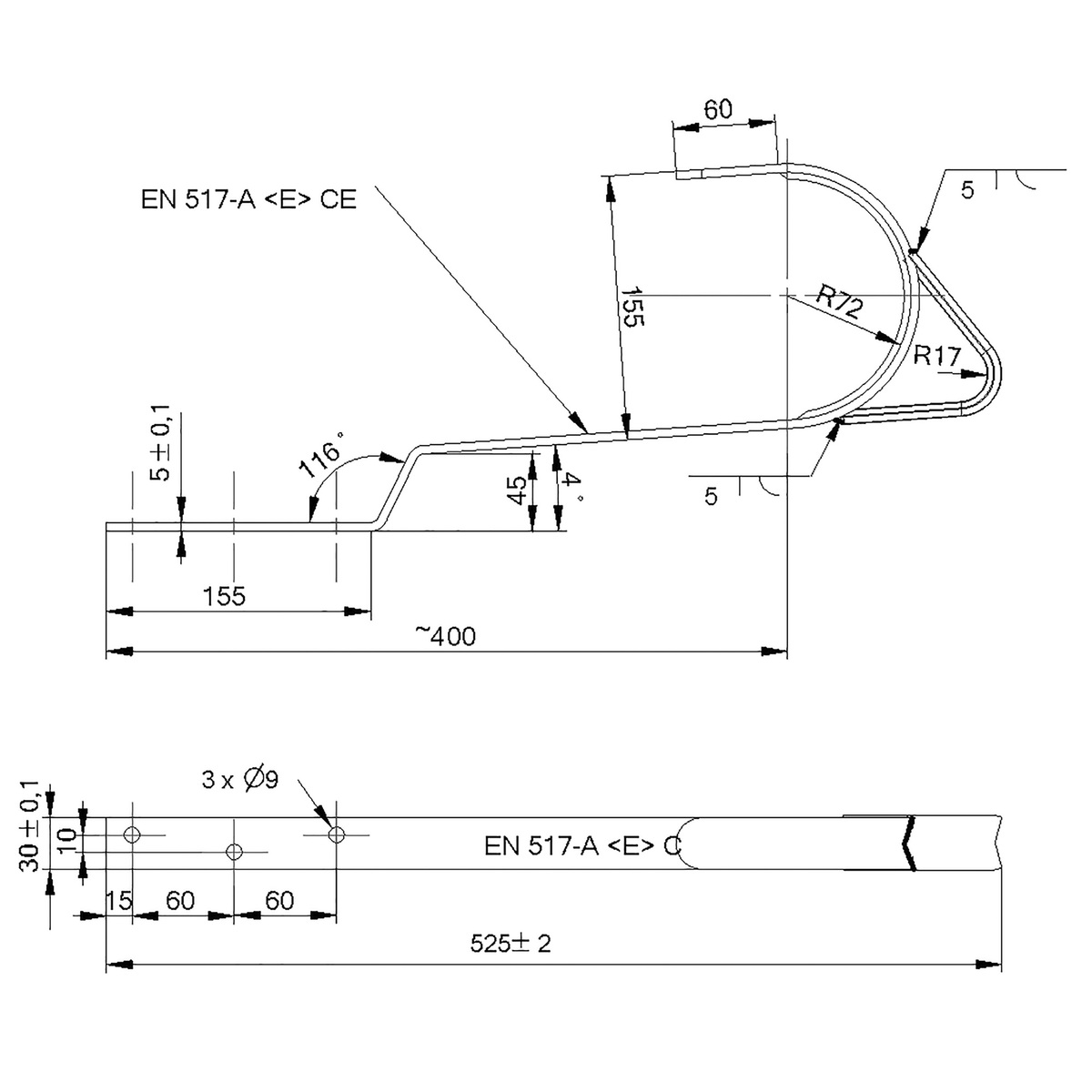 Sicherheitsdachhaken gekröpft zur Montage am Sparren