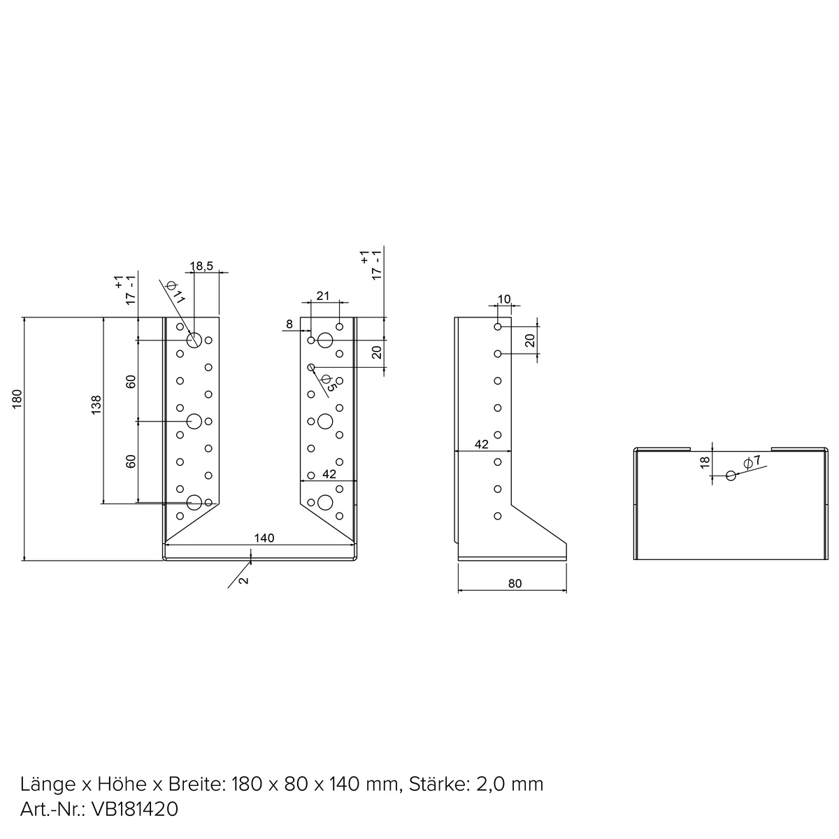 Kombi-Balkenschuh Innenlaschen