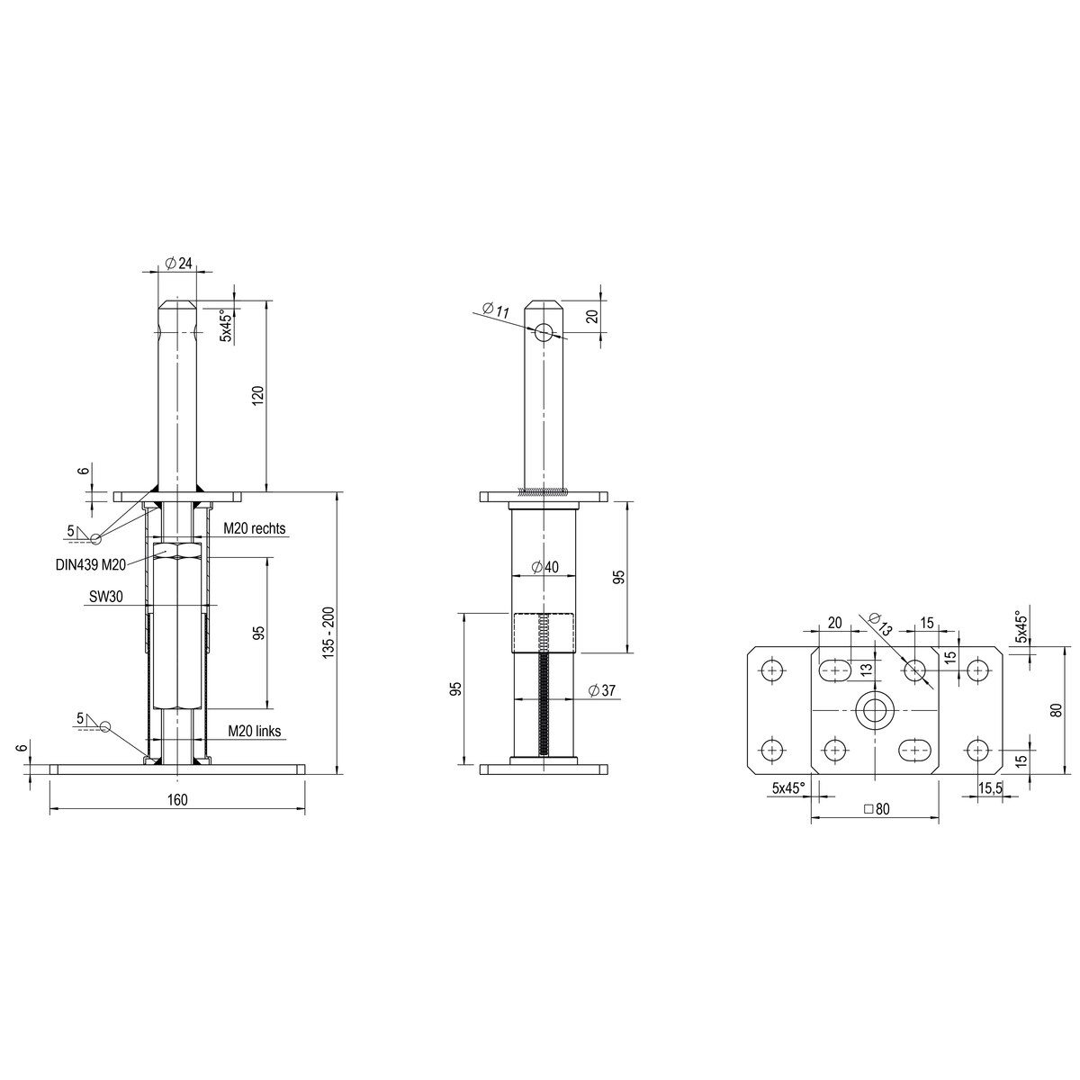 Premium-Pfostenträger Zapfen -verstellbar- Premium-Pfostenträger Zapfen -verstellbar-