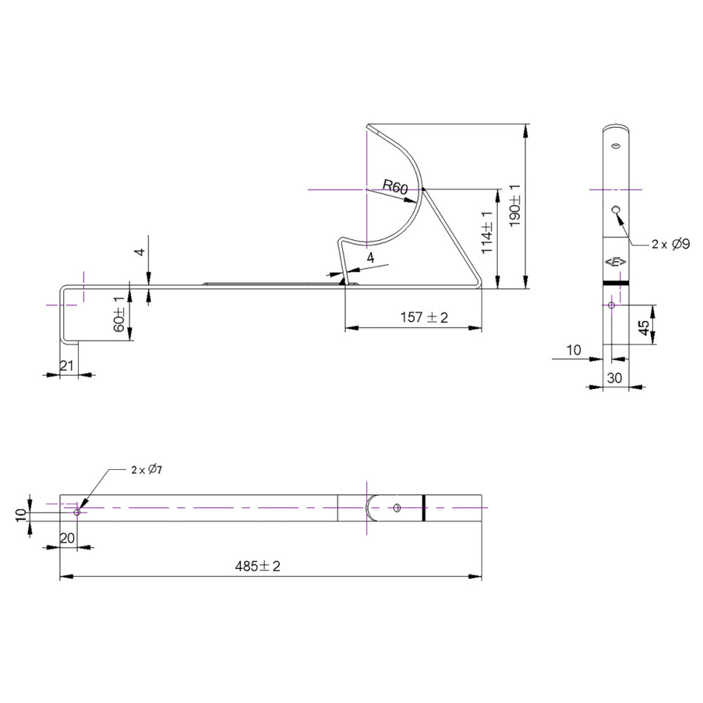 Rundholzhalter flach