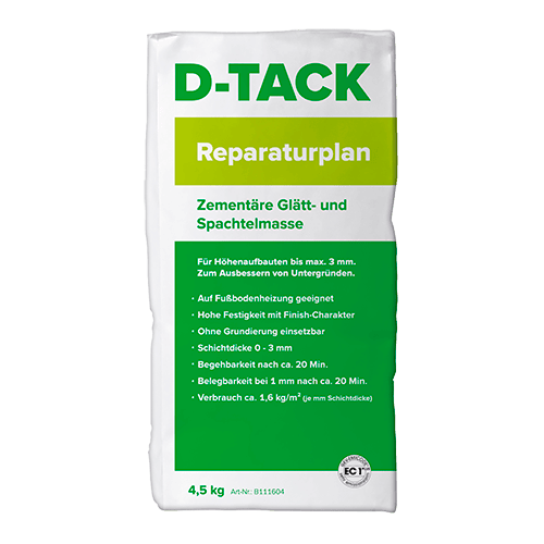 Reparaturplan - kunststoffvergütete Feinspachtelmasse